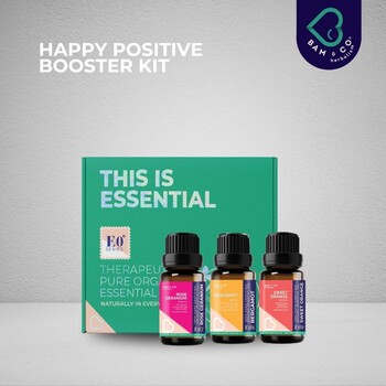 BAM & CO Happy Positive Booster (Mood Booster) Kit Organic Essential Oil – 3 Types of Oil 5ml / 10ml